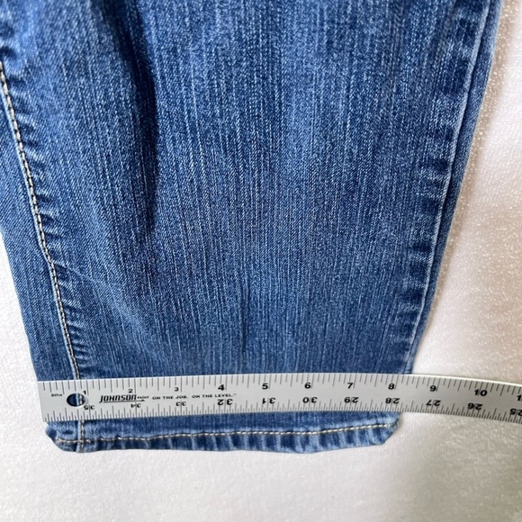 Earl Jeans Straight Leg Flap Pocket Womens 10 Blue Denim Embroidered 2233 - Picture 2 of 9